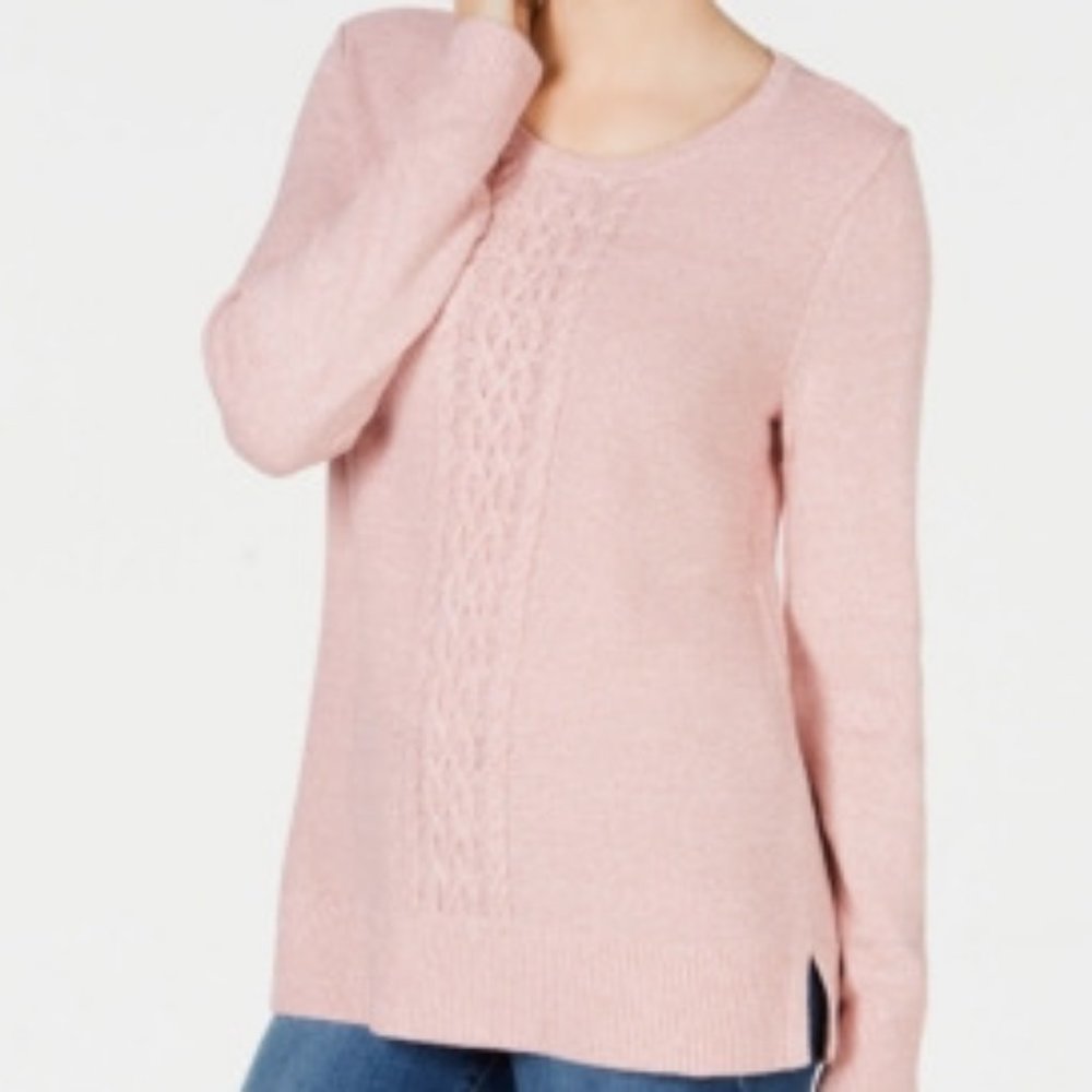 Karen Scott Cable Knit Panel Sweater